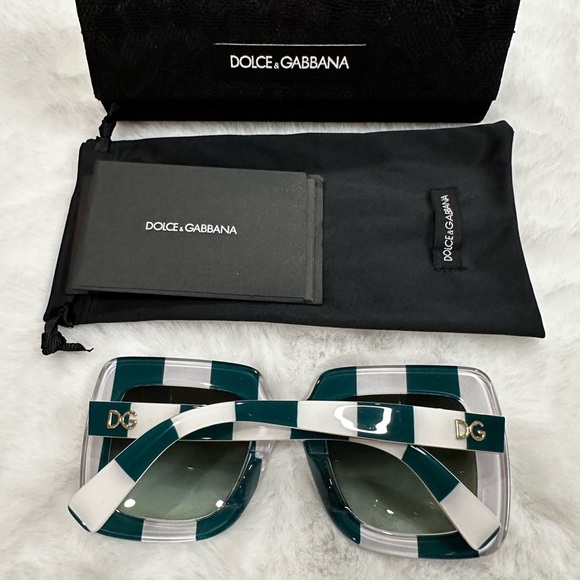 Dolce & Gabbana Bold Green and White Sunglasses-brand new with box - Picture 2 of 3
